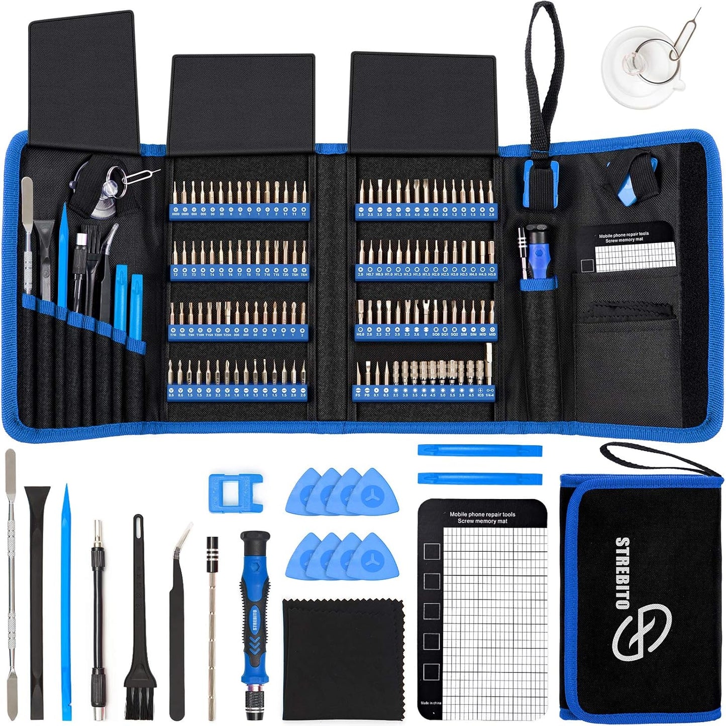 STREBITO Electronics Precision Screwdriver Sets 142-Piece with 120 Bits Magnetic Repair Tool Kit for iPhone. MacBook. Computer. Laptop. PC. Tablet. PS4. Xbox. Nintendo. Game Console