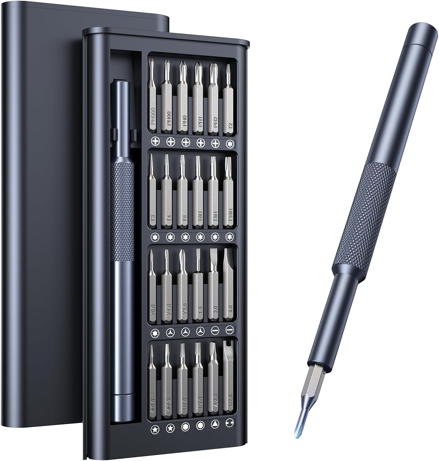 AXTH 25-in-1 Small Precision Screwdriver Set. Professional Magnetic Mini Repair Tool Kit for Phone. Computer. Watch. Laptop. Macbook. Ring Doorbell. Eyeglass. Electronic. [Bearing Steel] Screw Driver